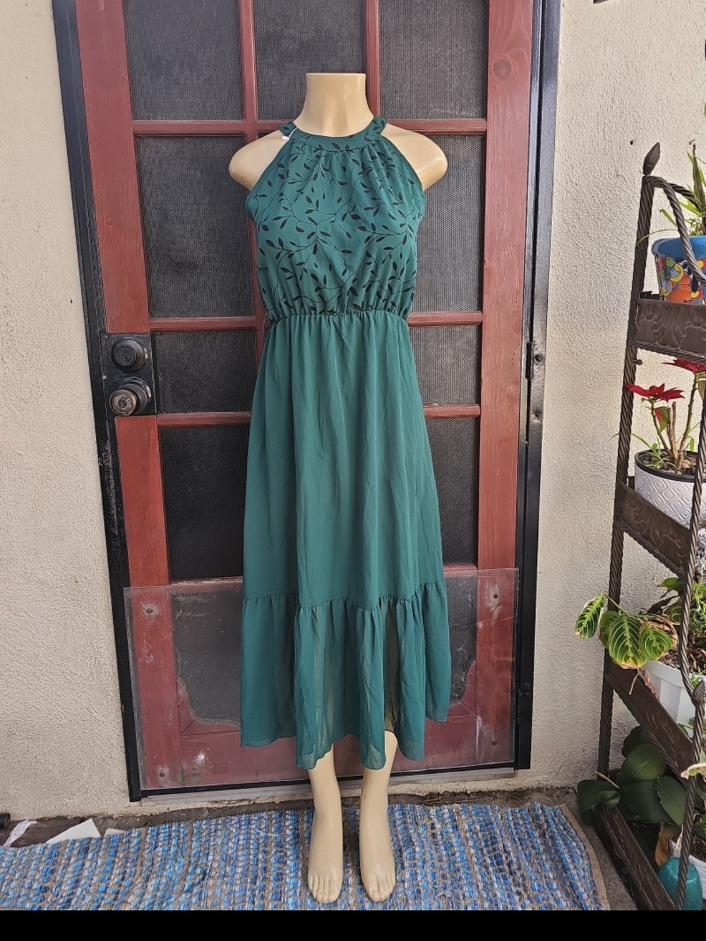 SHEIN Teal Green Halter Midi Dress